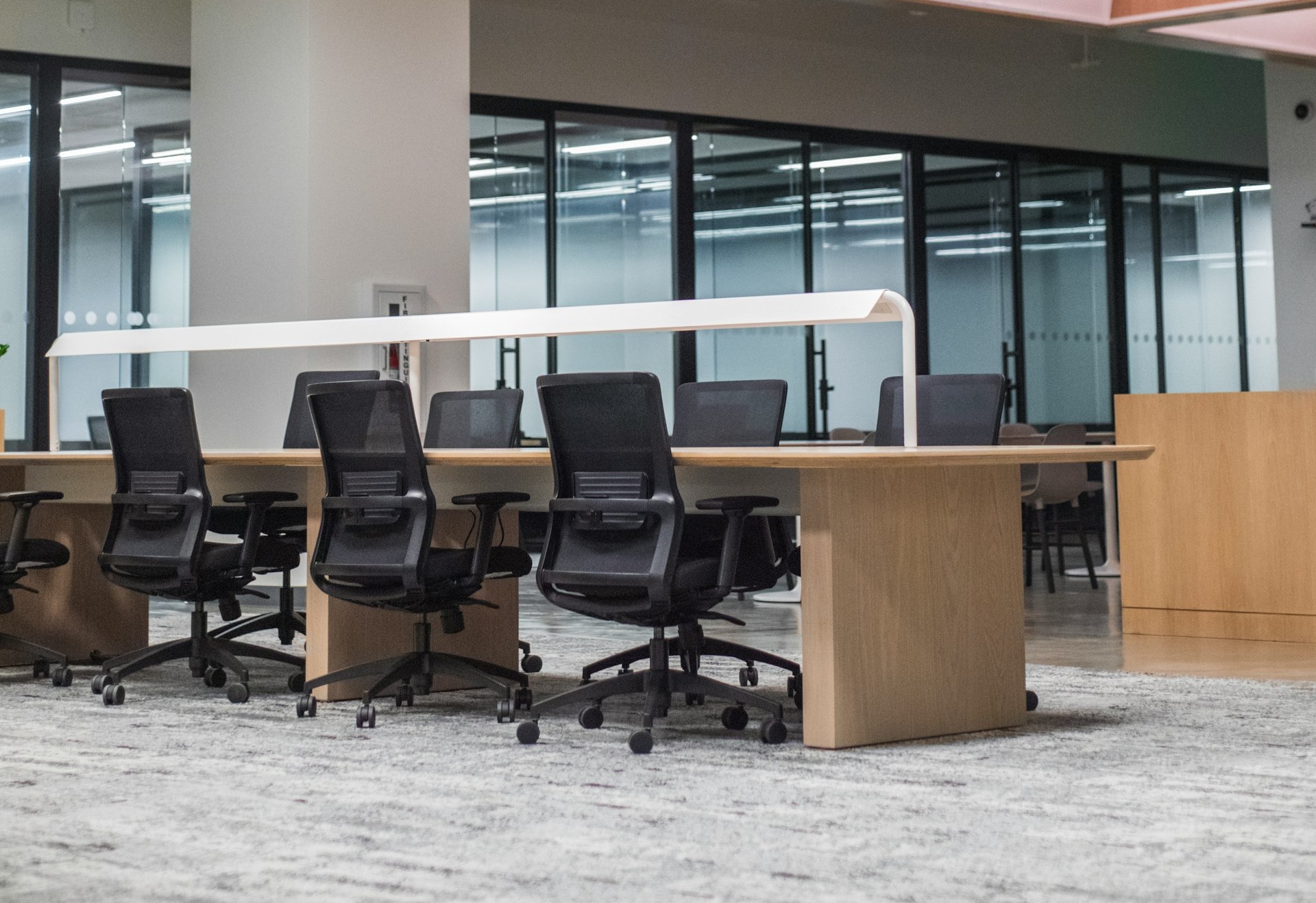 Professional office cleaned at night
